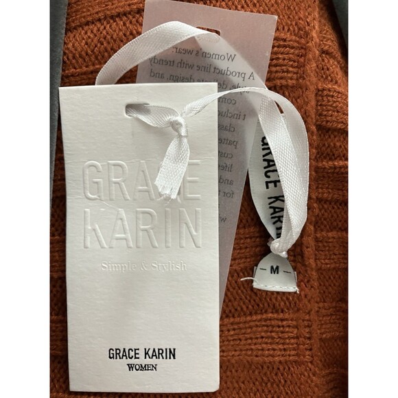 Grace Karin Sweater Dress Long Sleeve Terracotta Brown NWT Medium - Picture 3 of 5